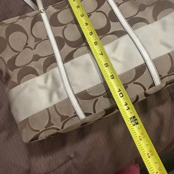 Coach Signature Canvas Tote Bag - Brown and White - Picture 8 of 12